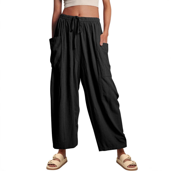 Damen Weit geschnittene Sommerhose mit elastischem Bund und praktischen Seitentaschen Drune