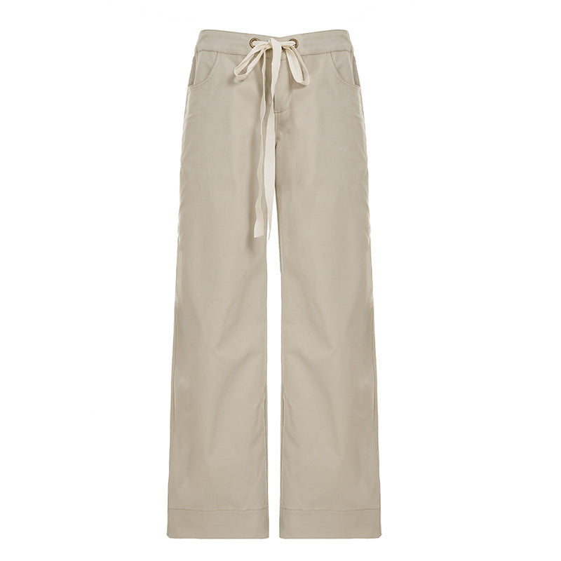 Damen Weite Cargo-Hose mit hohem Bund und seitlichen Taschen Drune