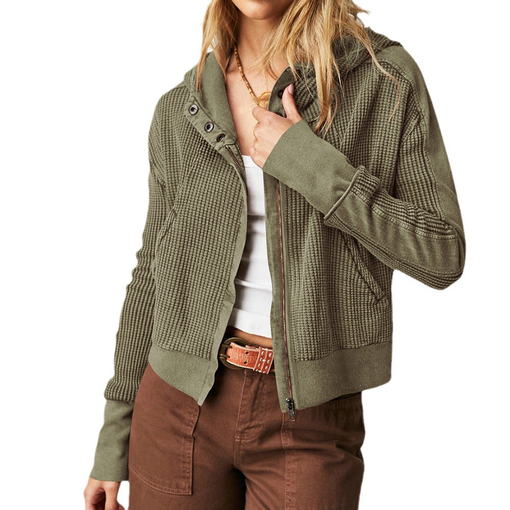 Damen lässige Kapuzenjacke mit strukturiertem Obermaterial und Reißverschluss Drune