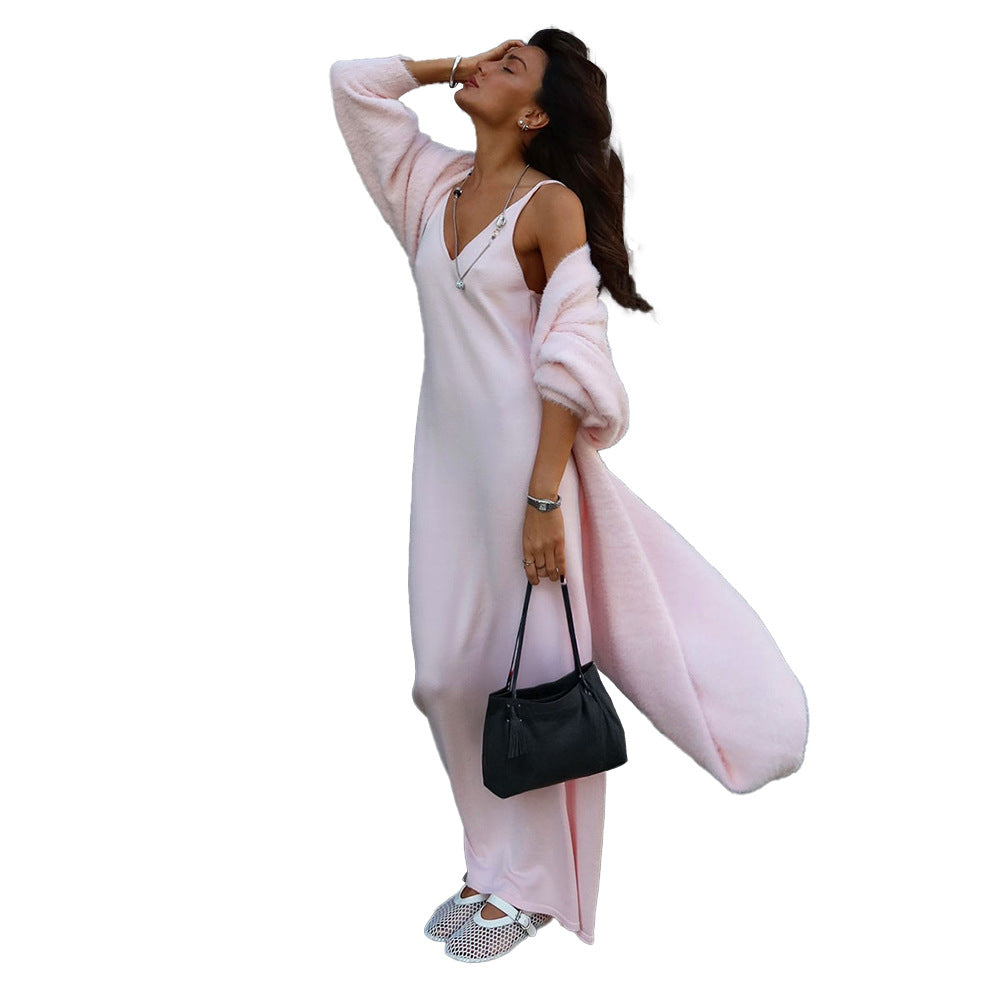 Damen Flauschiger Cardigan mit überschnittenen Schultern Drune