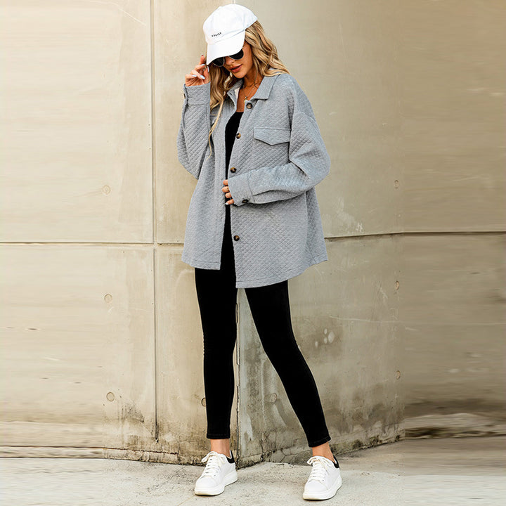 Damen lässige Jacke mit strukturiertem Design und praktischen Taschen Drune