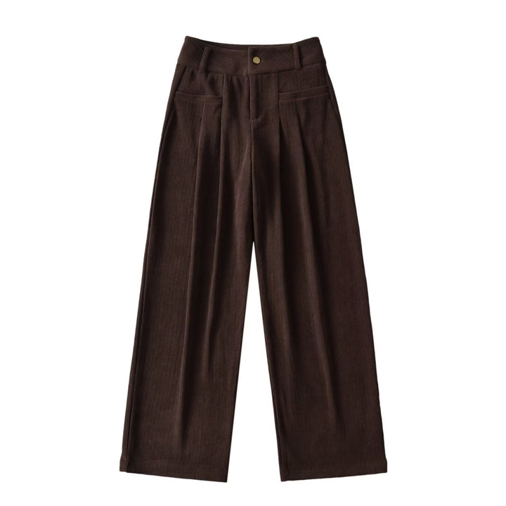 Damen weite Cord-Hose mit eleganter Bundfalten-Details Drune
