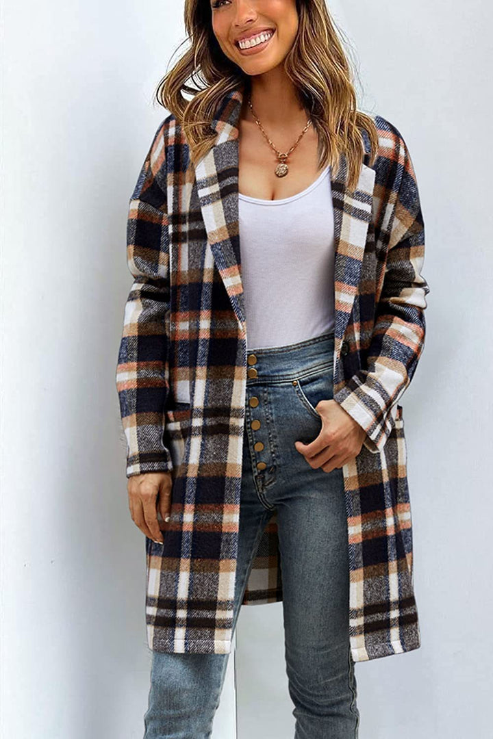 Damen Karierter Woolcoat mit modernen Schnittdetails Drune