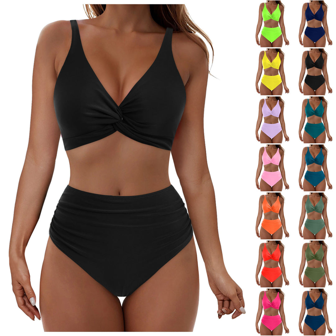 Damen Hochtailliertes Bikini-Set mit elegantem Wickeloberteil Drune