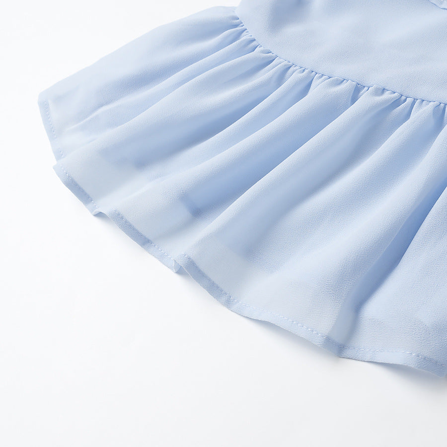 Damen elegante Bluse mit voluminösen Rüschen und asymmetrischem Schnitt Drune