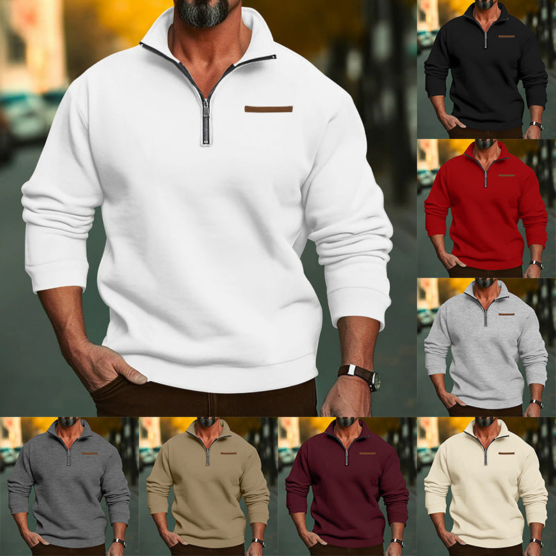 Herren lässiger Pullover mit halbem Reißverschluss und strukturiertem Design Drune