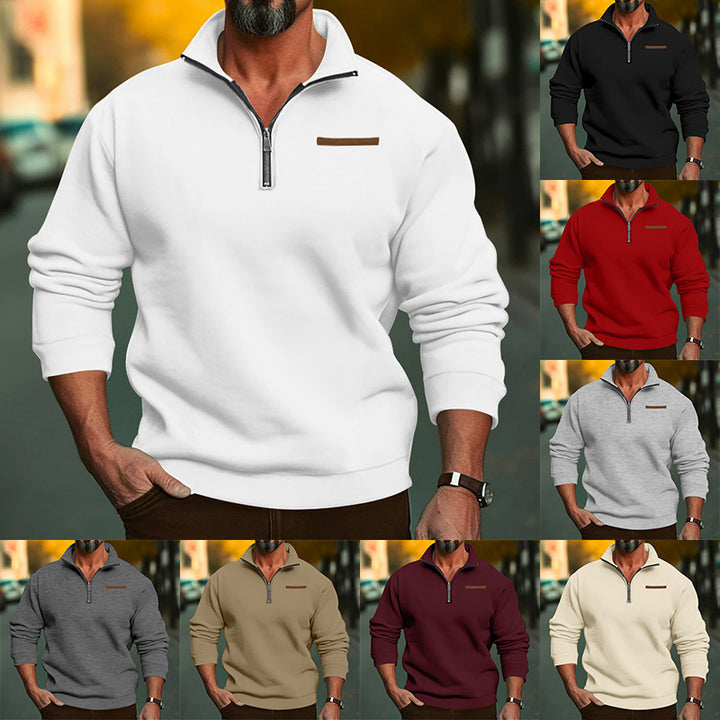 Herren lässiger Pullover mit halbem Reißverschluss und strukturiertem Design Drune
