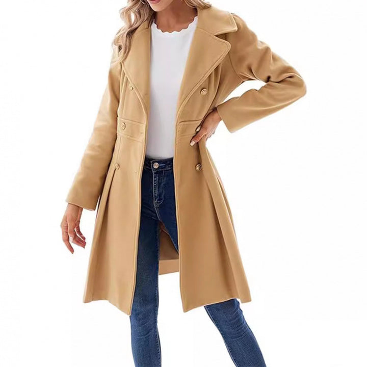 Damen Eleganter Trenchcoat mit tailliertem Schnitt und Plissee-Detail Drune