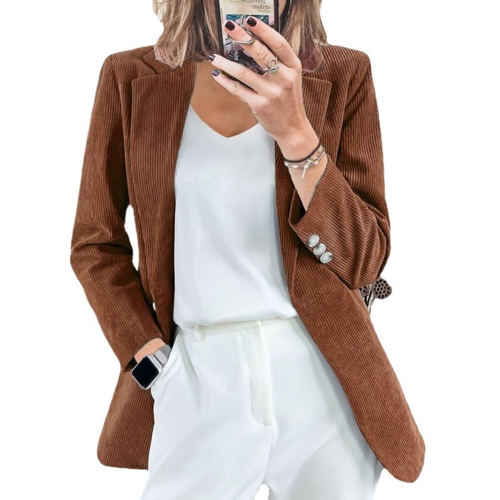 Damen Eleganter Blazer im Ripp-Design mit tailliertem Schnitt Drune