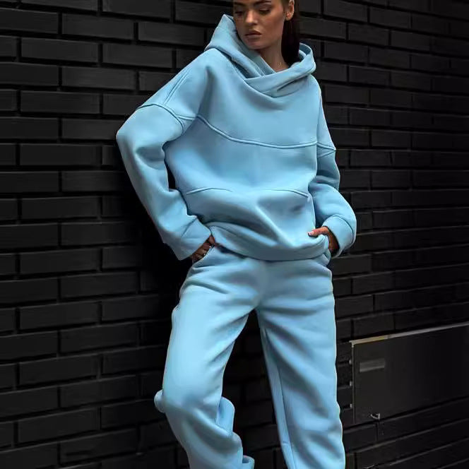 Damen modischer Kapuzenpullover mit weiten Hosen Drune