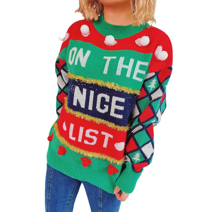 Damen weihnachtlicher Pullover mit dreidimensionalen Motiven und glitzernden Akzenten Drune