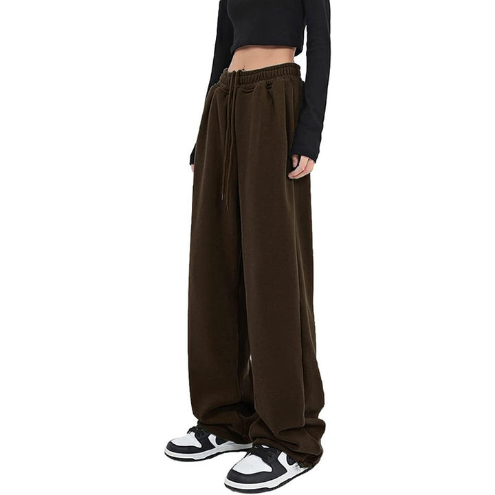Damen nan locker fallende Sweatpants mit extra weitem Bein, hohem Bund und Kordelzug Drune