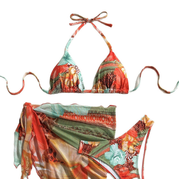 Damen Florales Bikini-Set mit Kombination aus Oberteil und Wickeltuch Drune