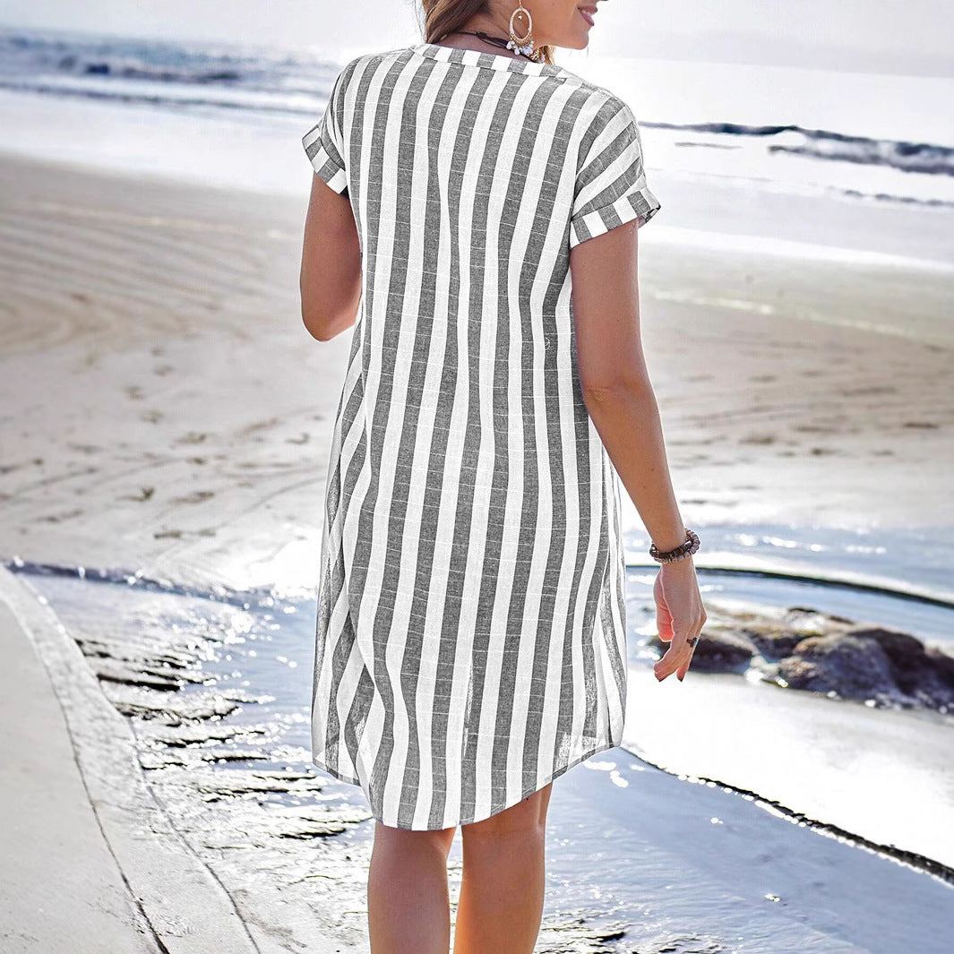 Damen Hemdkleid mit Streifenmuster Drune