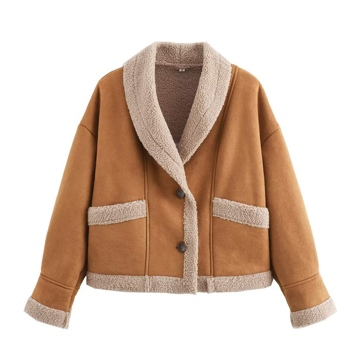 Damen Lässig geschnittene Stylische Jacket mit wärmendem Teddyfutter Drune