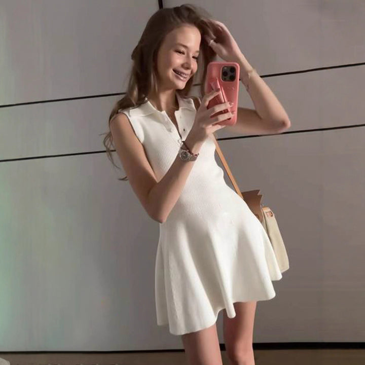 Damen Polo-Kleid mit asymmetrischem Rock und Kragen Drune