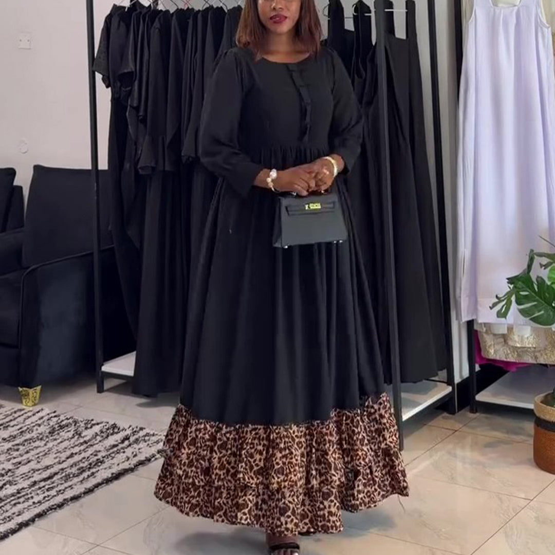 Damen Maxikleid mit schickem Rüschensaum und Knopfdetail Drune