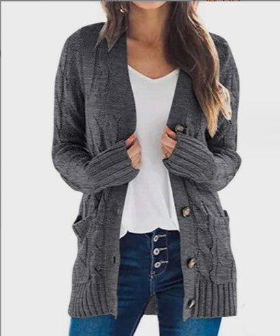Drune | Stylischer Plus-Size Mittel-langer Cardigan Pullover