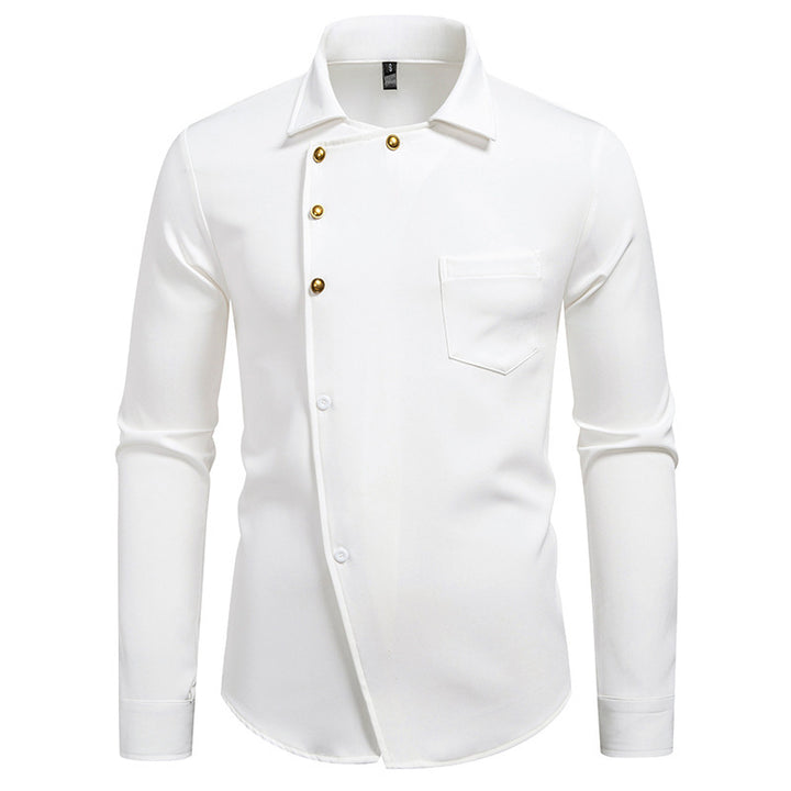 Herren elegantes Hemd mit asymmetrischem Knopfdesign Drune