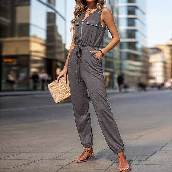 Damen Jumpsuit mit praktischen Taschen und verstellbarem Taillenzug Drune