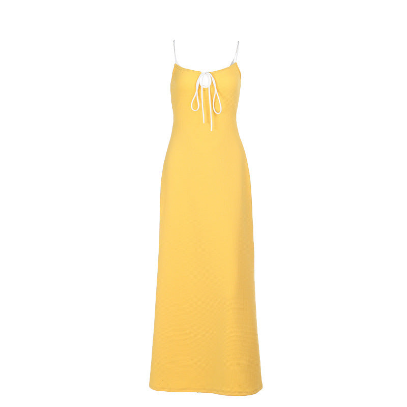 Damen Langarm Maxi-Kleid mit raffiniertem Kordelzug und schmalem Schnitt Drune