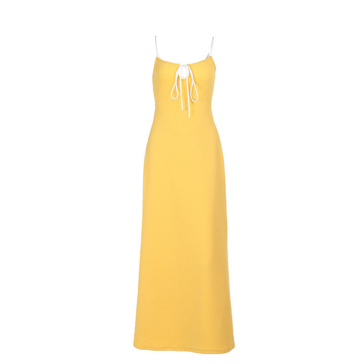 Damen Langarm Maxi-Kleid mit raffiniertem Kordelzug und schmalem Schnitt Drune