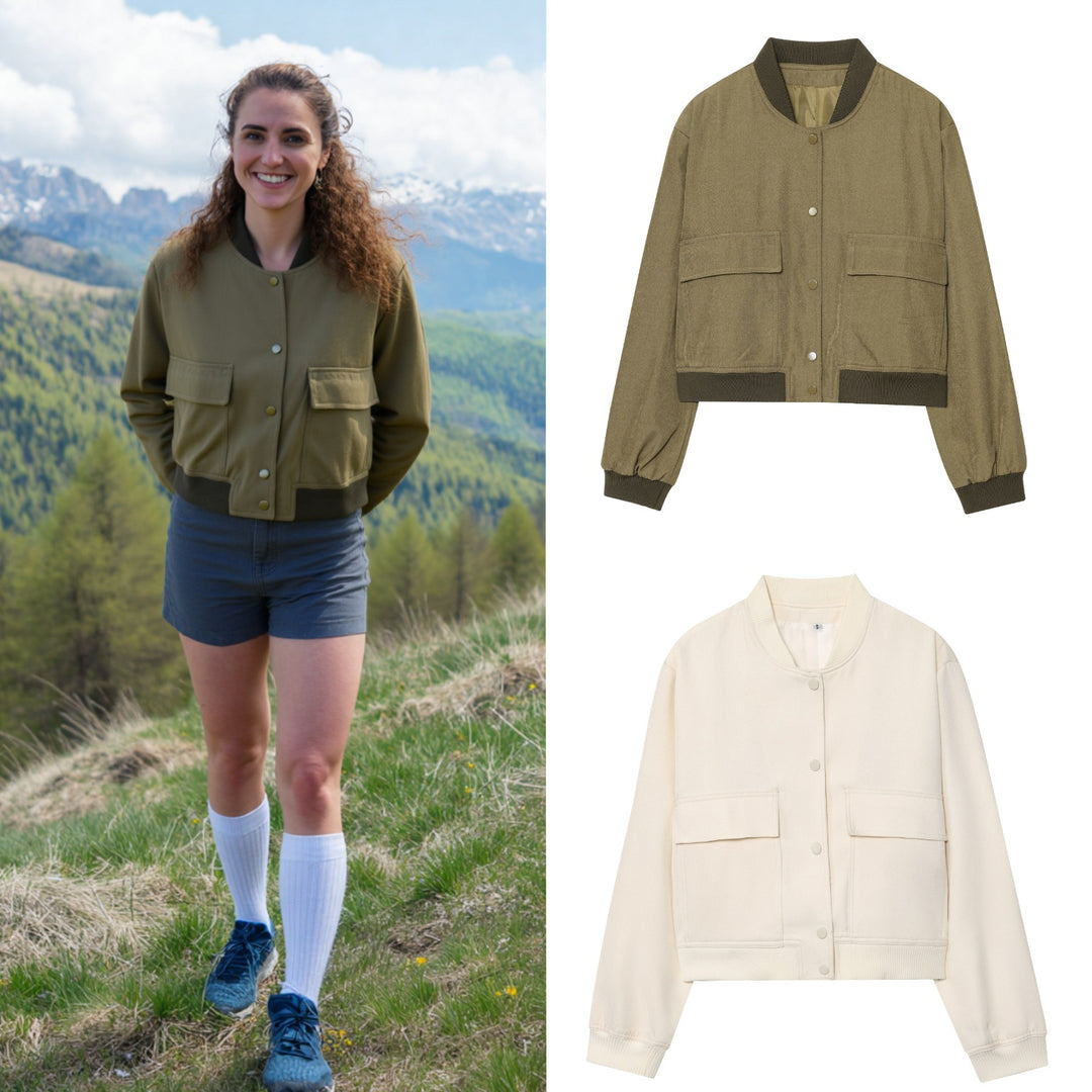 Damen cropped Utility-Jacke mit praktischen Taschen Drune