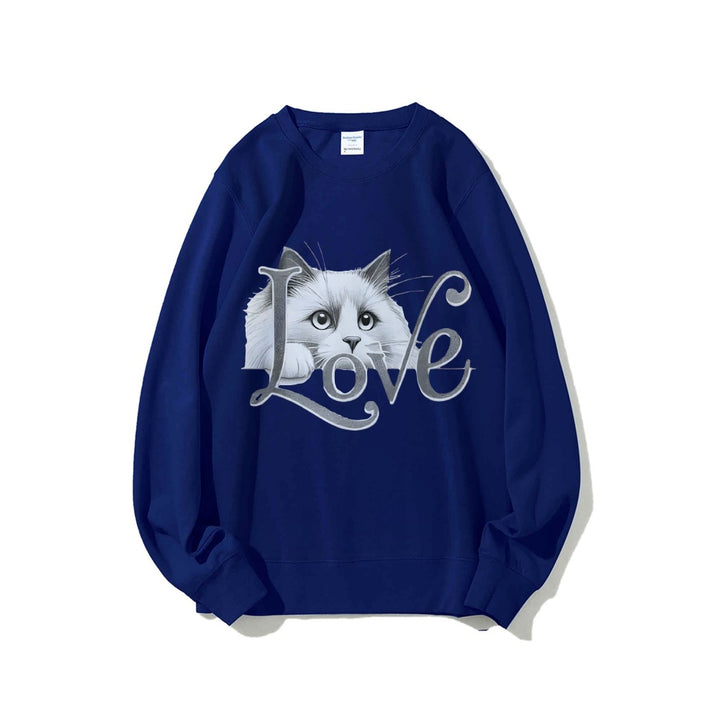Damen Sweatshirt mit verspieltem Katzenmotiv und lässigem Schnitt Drune