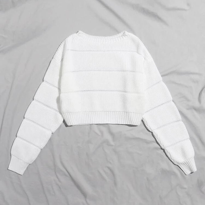 Damen modischer weicher Crop-Pullover mit strukturiertem Design Drune
