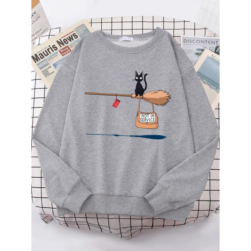 Damen Sweatshirt mit kreativem Katzenmotiv Drune