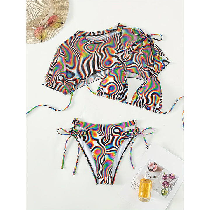 Damen Bikini-Set mit transparentem Oberteil und verstellbaren Trägern Drune
