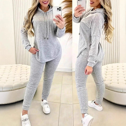 Damen Sportliches Lounge-Set mit Kapuze und praktischen Taschen Drune