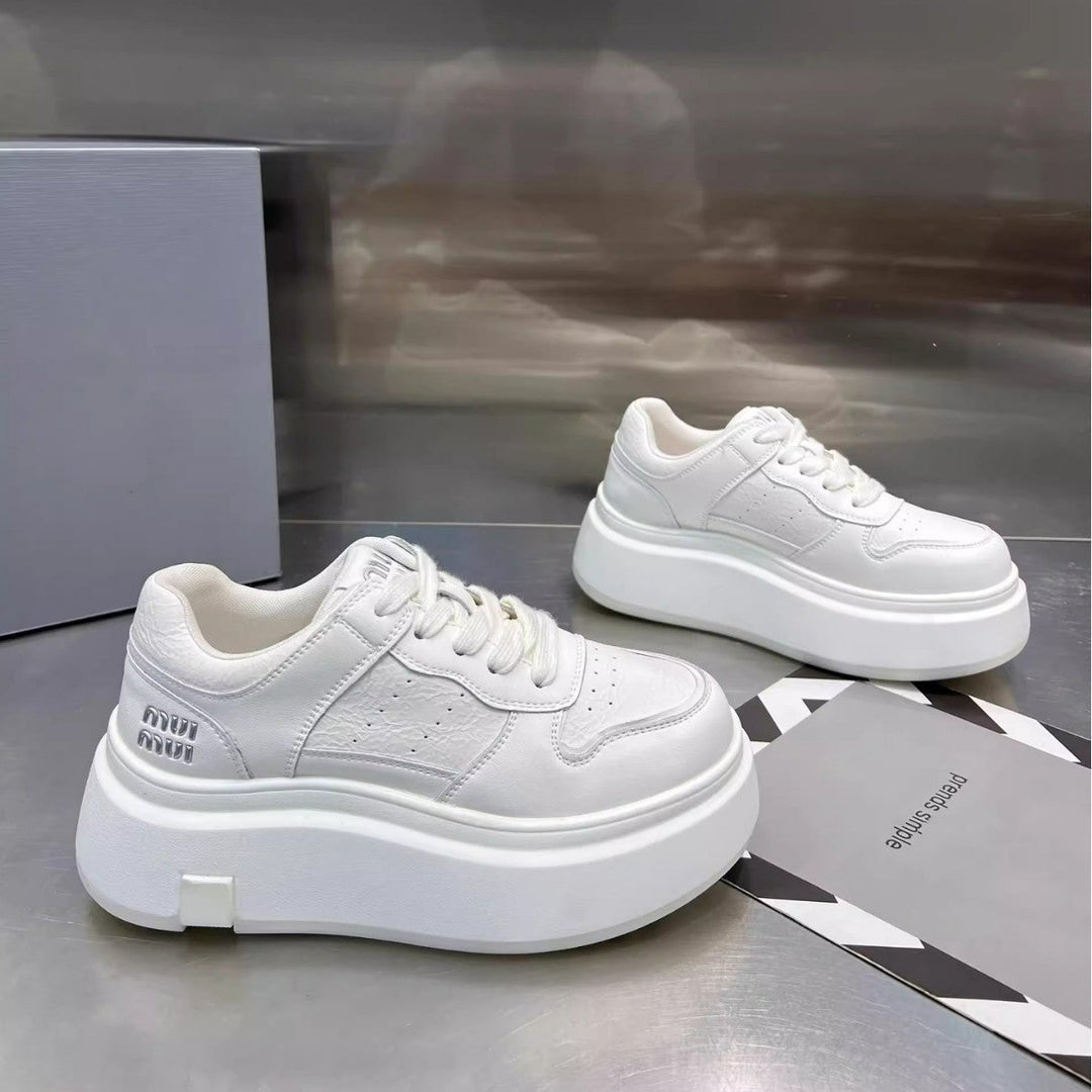 Damen Chunky Sneaker mit hoher Plattform und atmungsaktiver Obermaterialstruktur Drune
