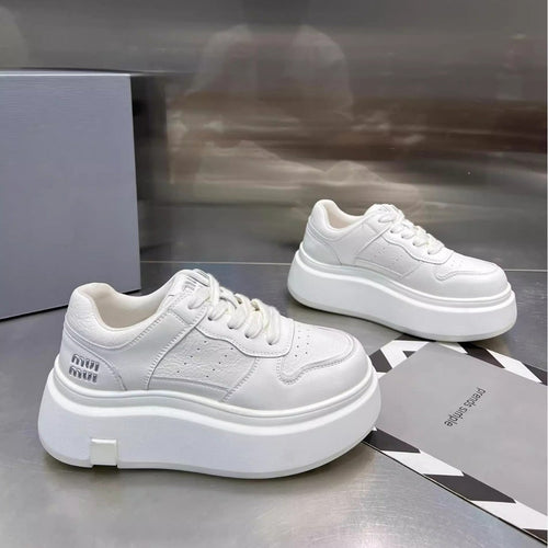 Damen Chunky Sneaker mit hoher Plattform und atmungsaktiver Obermaterialstruktur Drune