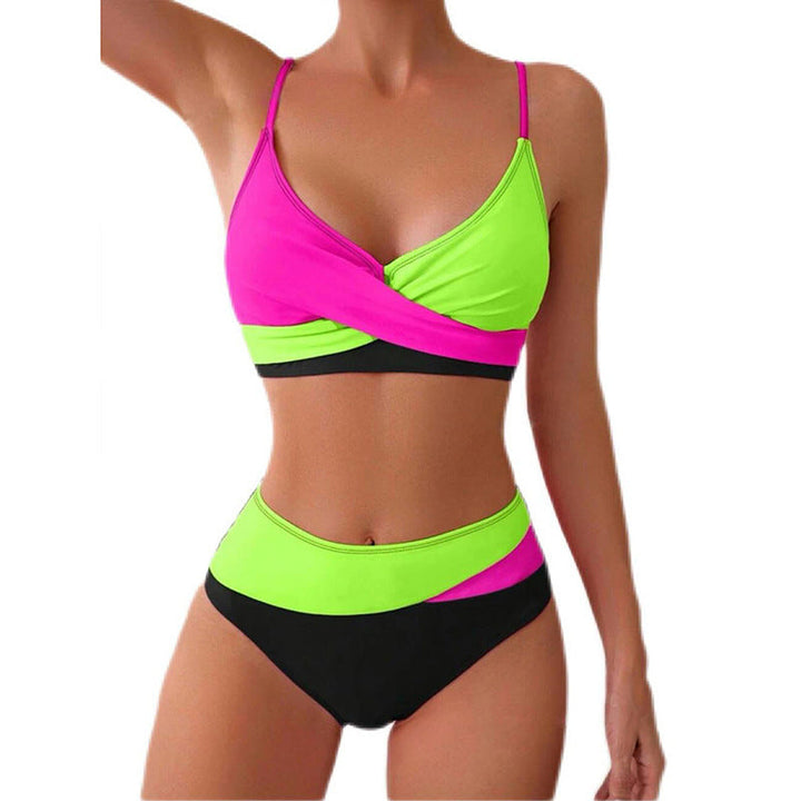 Damen Hoch tailliertes Bikini-Set mit modischem Wickeloberteil Drune