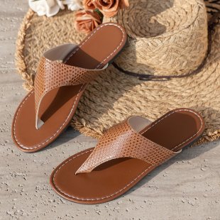 Damen elegante Zehentrenner-Sandalen mit geflochtenen Riemen Drune