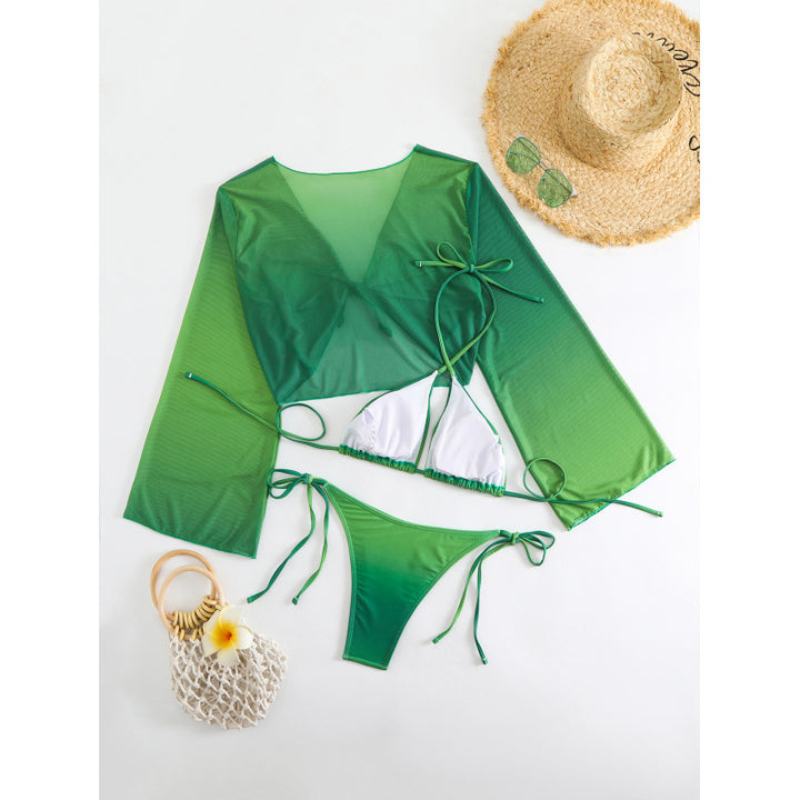 Damen Bikini-Set mit transparentem Oberteil und verstellbaren Trägern Drune