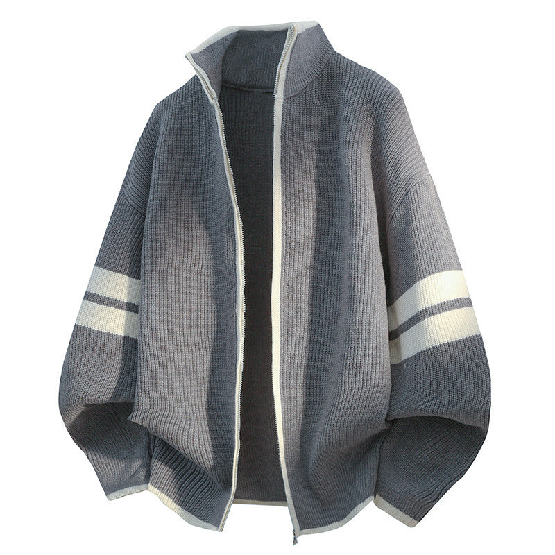 Unisex nan oversized Strickjacke mit Reißverschluss und Stehkragen Drune