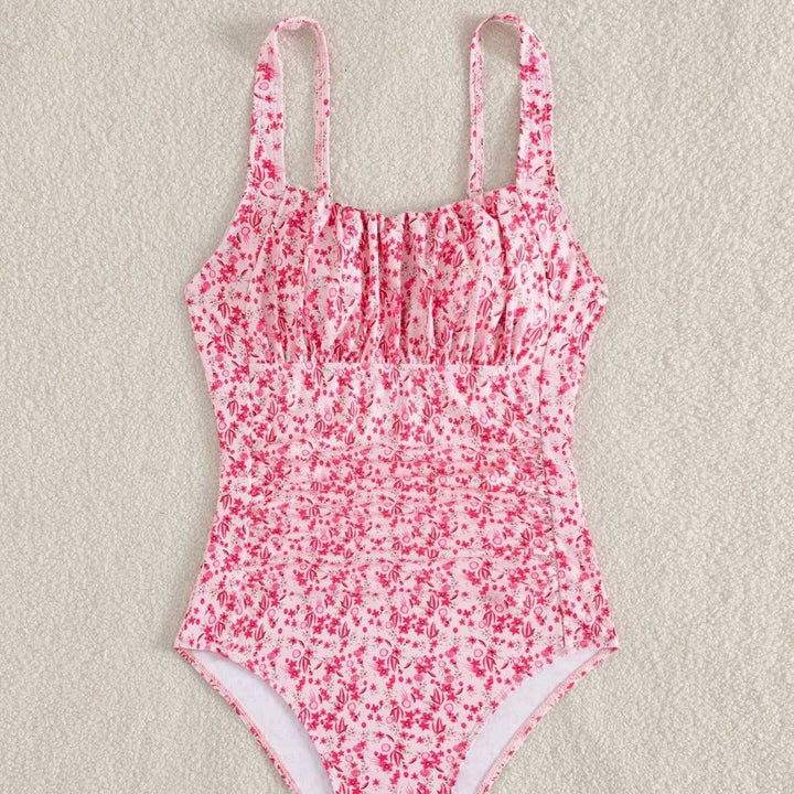 Damen Einteiliger Badeanzug mit floralem Rüschendesign Drune