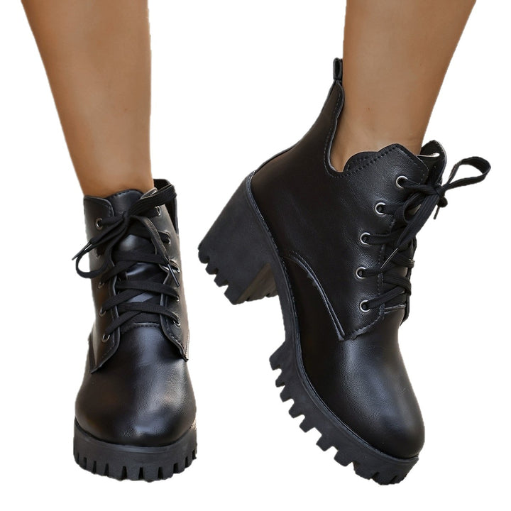 Damen Schnürstiefeletten mit robustem Blockabsatz und rutschfester Sohle Drune