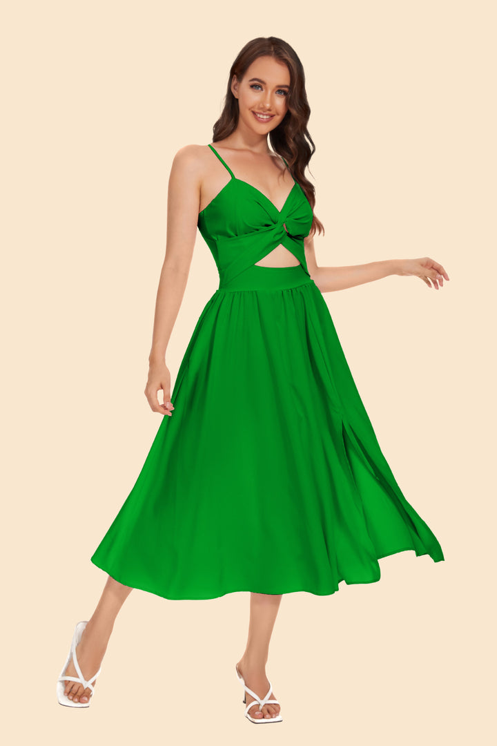 Damen Zweiteiler Ensemble mit elegantem knotenfreier Bluse und fließendem Rock mit Schlitz Drune