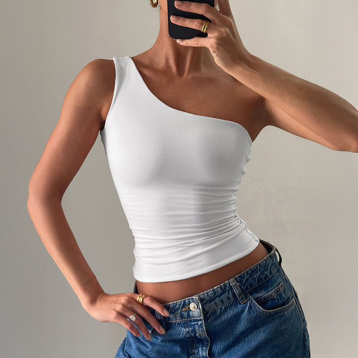 Damen asymmetrisches Trägershirt aus elastischem Material Drune