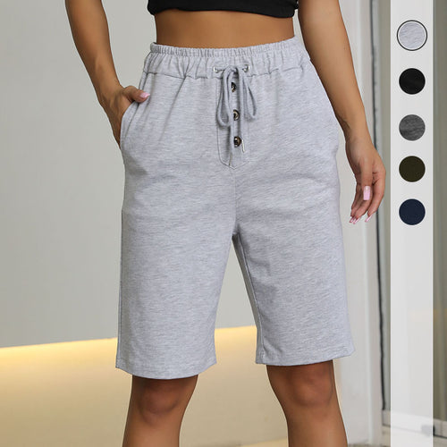 Damen sportliche Shorts mit elastischem Bund und seitlichen Taschen Drune