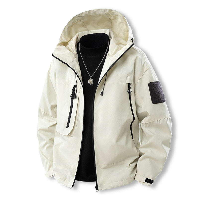 Herren wasserfeste Multifunktionsjacke mit Kapuze und praktischen Taschen Drune