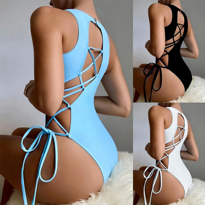 Damen Einteiler Badeanzug mit modischem Cut-Out und verstellbaren Seitenbändern Drune