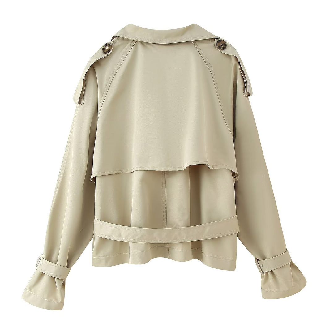 Damen elegante cropped Übergangsjacke im minimalistischem Stil mit praktischen Taschen Drune