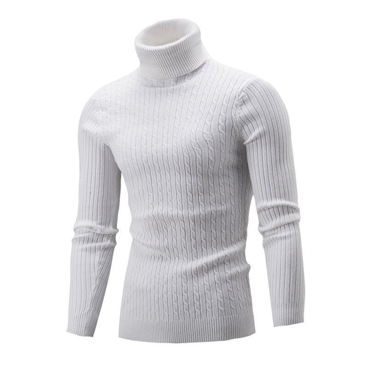 Herren nan gerippter Rollkragenpullover mit Zopfmuster und körpernaher Slim-Fit-Silhouette Drune
