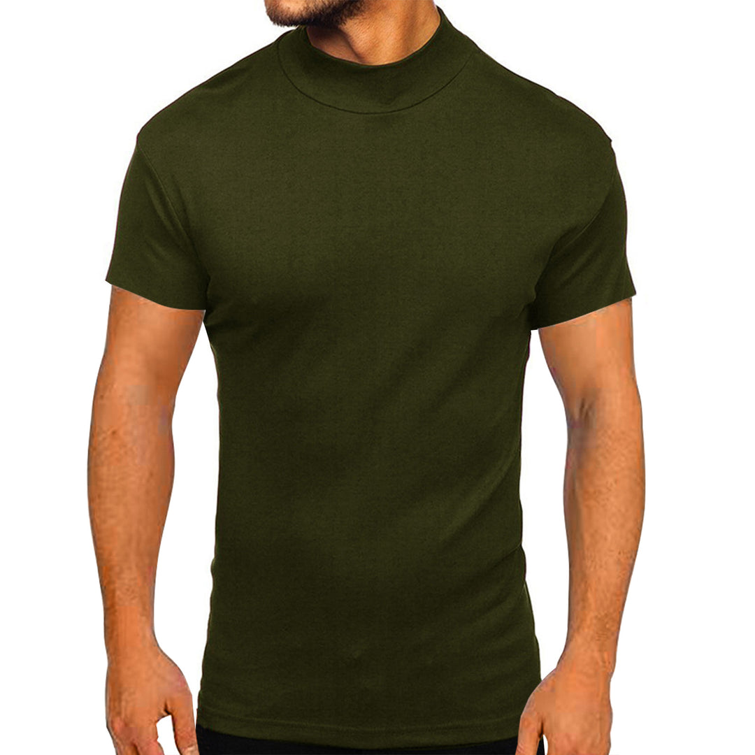 Herren modernes Kurzarm-T-Shirt mit stehendem Kragen und strukturiertem Design Drune