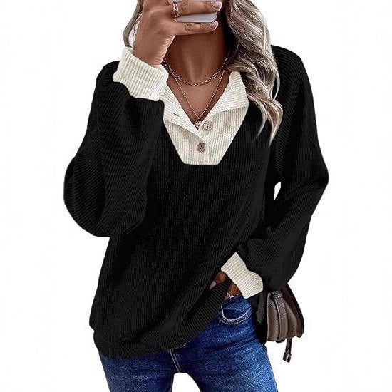 Damen lässiger Pullover mit modischem Kragen Drune