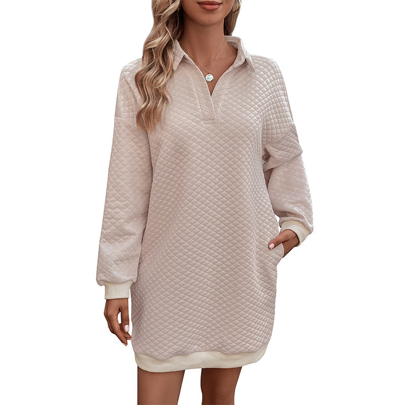 Damen Pulloverkleid mit Stehkragen und wärmendem Waffelmuster Drune